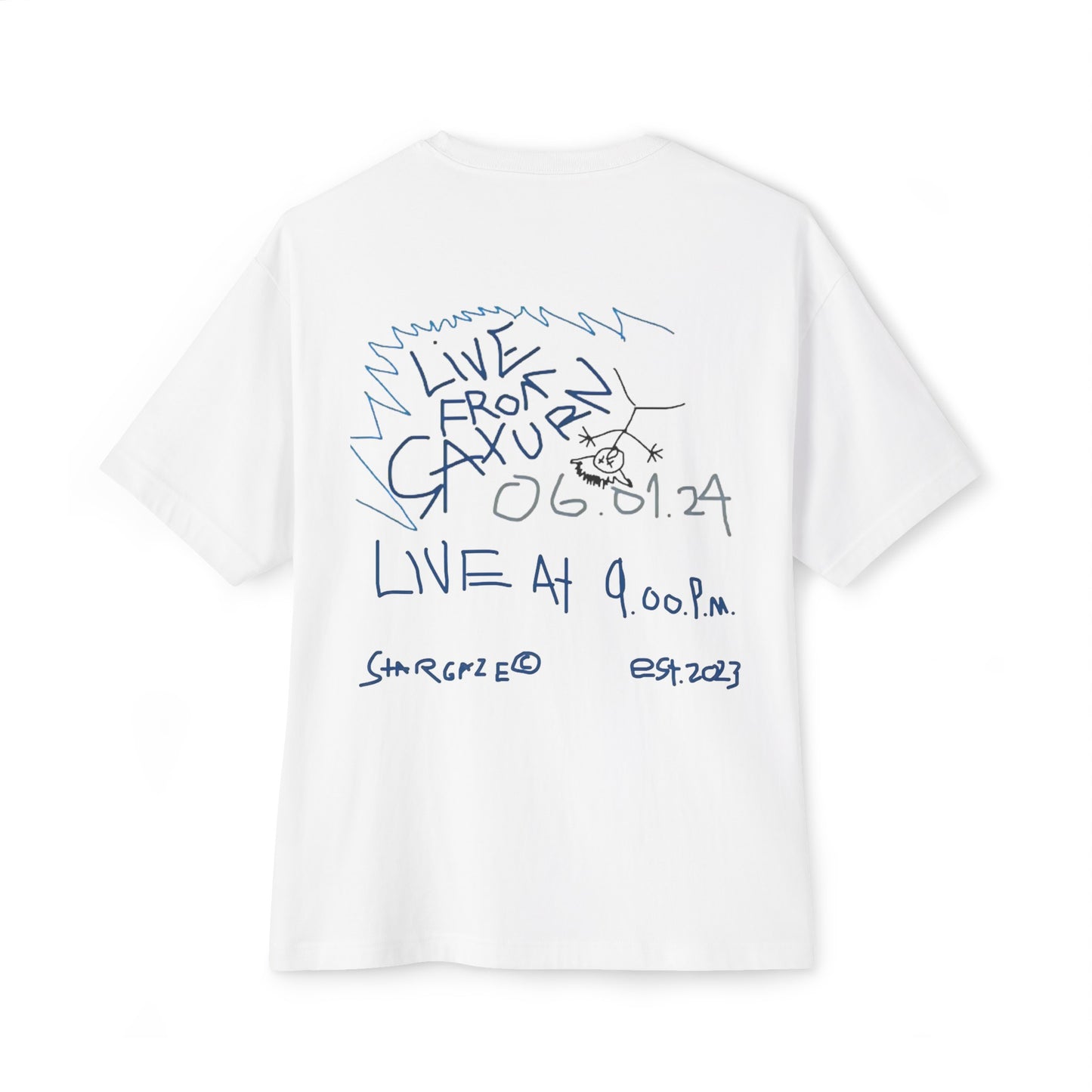 STARGAZE WHITE LIVE FROM SATURN SKETCH OVERSIZED TEE