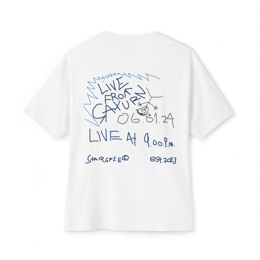 STARGAZE WHITE LIVE FROM SATURN SKETCH OVERSIZED TEE